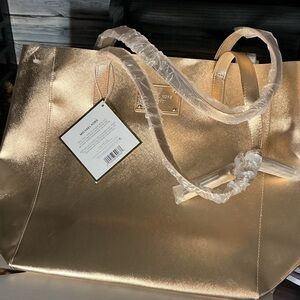Michael Kors Gold Metallic Tote Bag Gift With Purchase NWT Large Shopper